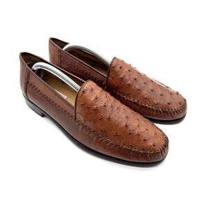 Sandro Moscoloni Brown Ostrich Loafers Size 9.5